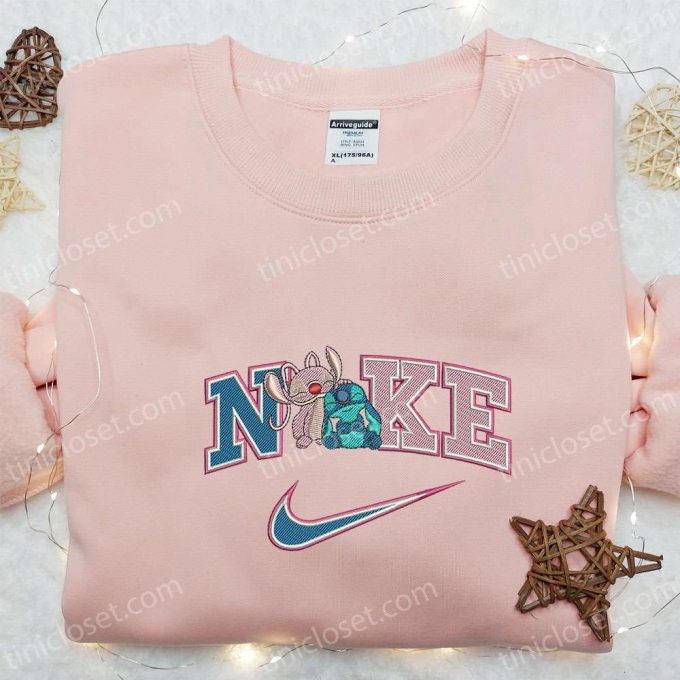 Disney Characters Embroidered Shirt Hoodie &Amp; Sweatshirt: Stitch And Angel Love Hearts X Nike Collection For Valentine S Day 4