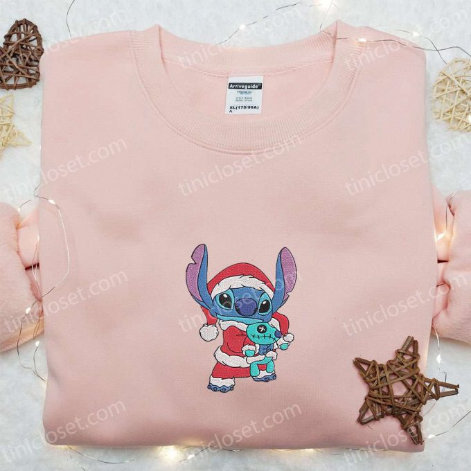 Disney Christmas Embroidered Shirt &Amp; Hoodie Set: Stitch Scrump &Amp; Characters - F Gift For Men Women Xmas Apparel 4