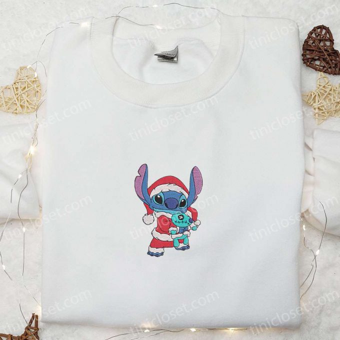 Disney Christmas Embroidered Shirt &Amp; Hoodie Set: Stitch Scrump &Amp; Characters - F Gift For Men Women Xmas Apparel 5