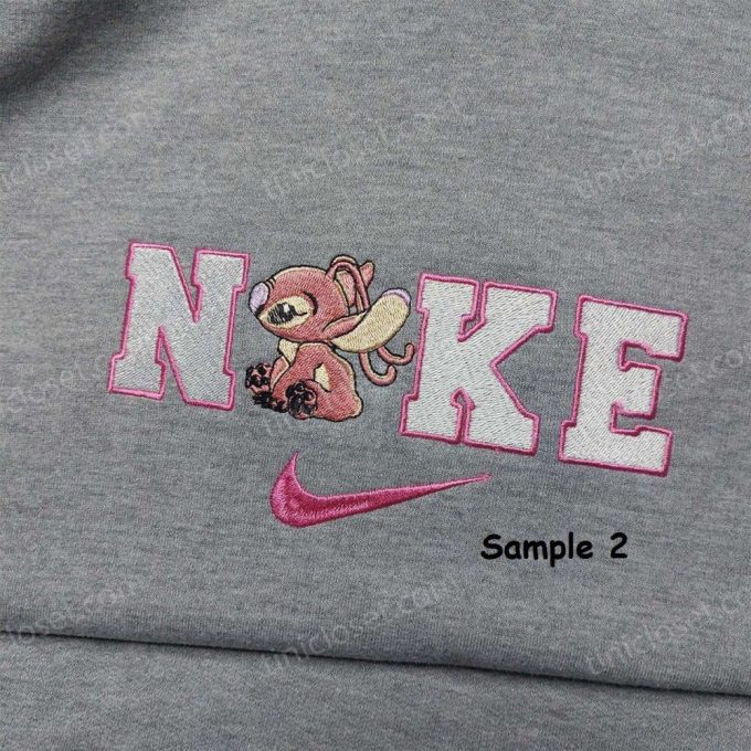 Stitch Angel Nike Embroidered Shirt - Customized Couple Shirt Unique Nike Embroidery 4