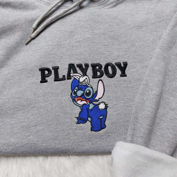 Playboy Stitch Embroidered Shirt Disney Sweatshirt &Amp; Cute Hoodie: Trendy Embroidered Apparel For Stylish Comfort 3