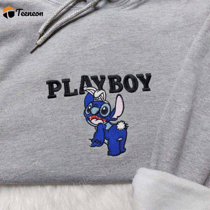 Playboy Stitch Embroidered Shirt Disney Sweatshirt &Amp;Amp; Cute Hoodie: Trendy Embroidered Apparel For Stylish Comfort 1