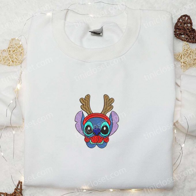 Disney Characters Embroidered Hoodie &Amp; Reindeer Stitch Shirt: F Gift For Men Women Christmas Apparel 2