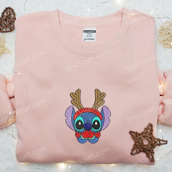 Disney Characters Embroidered Hoodie &Amp; Reindeer Stitch Shirt: F Gift For Men Women Christmas Apparel 3