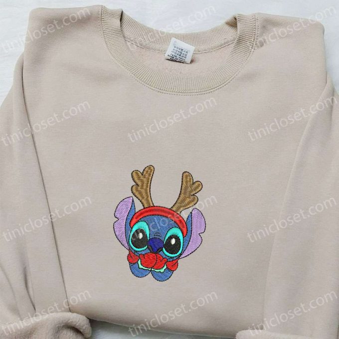 Disney Characters Embroidered Hoodie &Amp; Reindeer Stitch Shirt: F Gift For Men Women Christmas Apparel 4