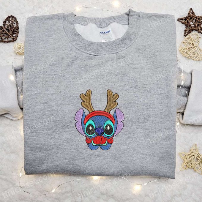 Disney Characters Embroidered Hoodie &Amp; Reindeer Stitch Shirt: F Gift For Men Women Christmas Apparel 5