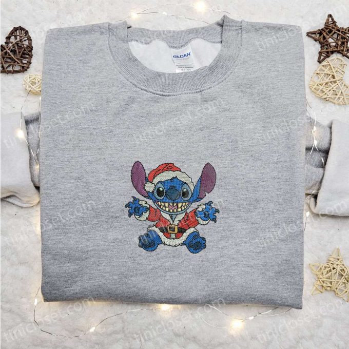 Stitch Santa Embroidered Shirt &Amp; Disney Characters Hoodie F Gift For Men Women Christmas Apparel 2