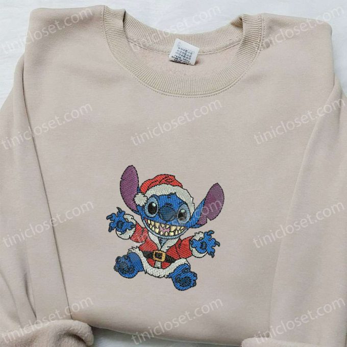 Stitch Santa Embroidered Shirt &Amp; Disney Characters Hoodie F Gift For Men Women Christmas Apparel 3