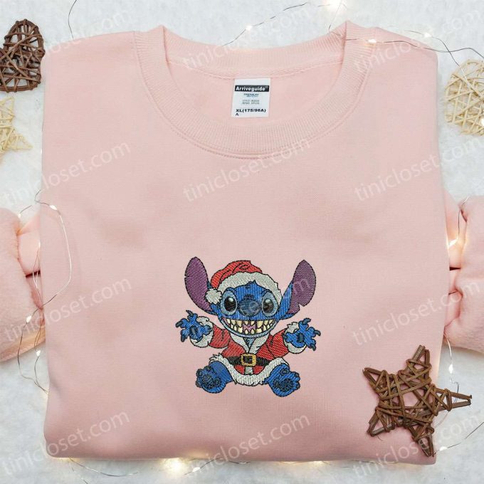 Stitch Santa Embroidered Shirt &Amp; Disney Characters Hoodie F Gift For Men Women Christmas Apparel 5