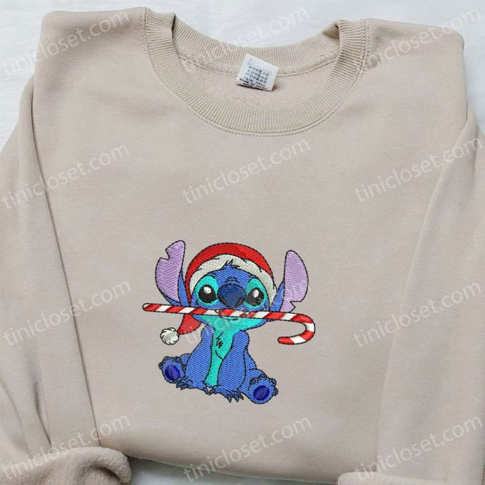 Disney Characters Embroidered Hoodie &Amp; Candy Cane Stitch Shirt - F Gift For Men Women Christmas Embroidery 4