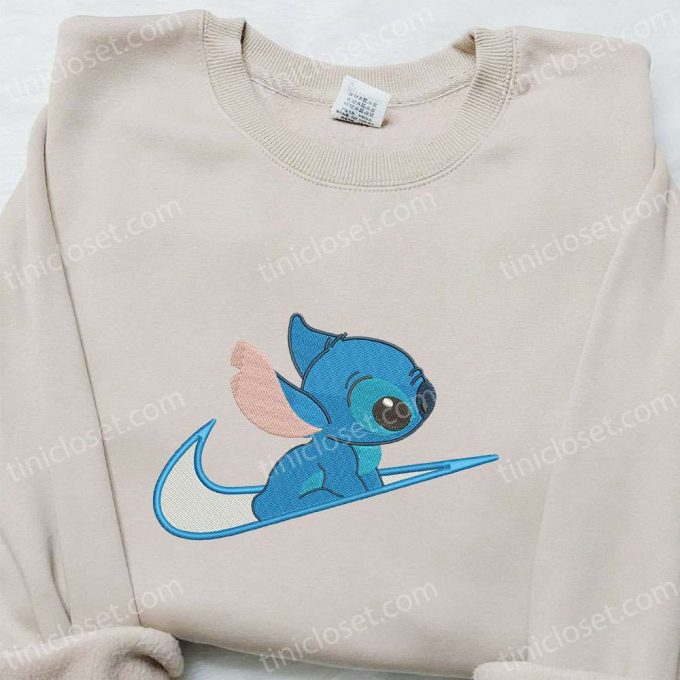 Disney Stitch X Swoosh Cartoon Embroidered Hoodie &Amp; Shirt: B Gift For Men Women Family Gift Ideas 2