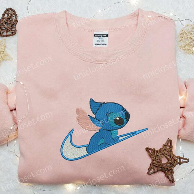 Disney Stitch X Swoosh Cartoon Embroidered Hoodie &Amp; Shirt: B Gift For Men Women Family Gift Ideas 6