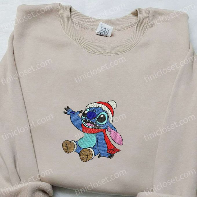 Stitch Xmas Embroidered Shirt &Amp; Disney Characters Hoodie: B Gift For Men Women Christmas Gifts For Family 2