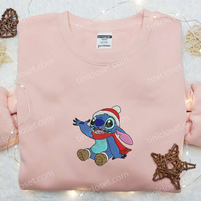 Stitch Xmas Embroidered Shirt &Amp; Disney Characters Hoodie: B Gift For Men Women Christmas Gifts For Family 3