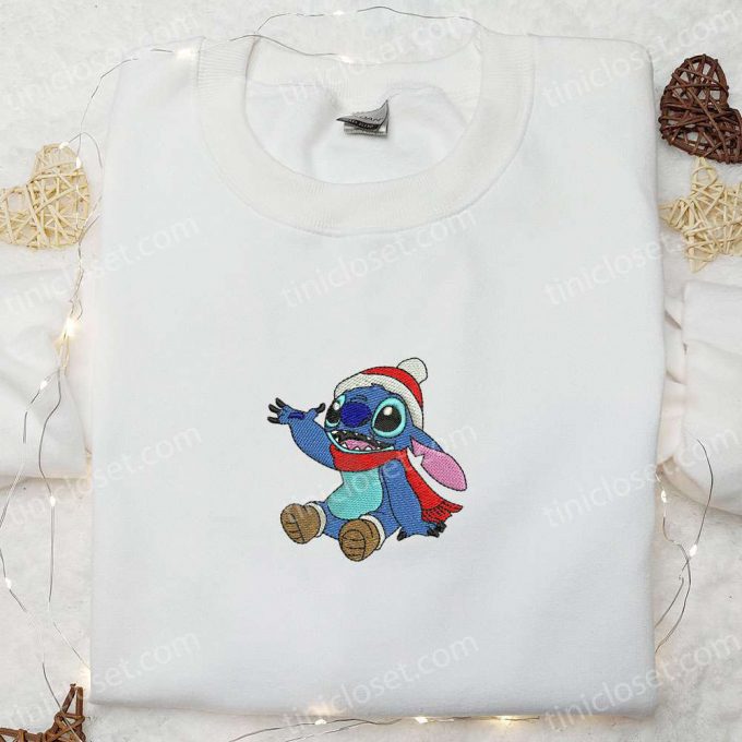 Stitch Xmas Embroidered Shirt &Amp; Disney Characters Hoodie: B Gift For Men Women Christmas Gifts For Family 5