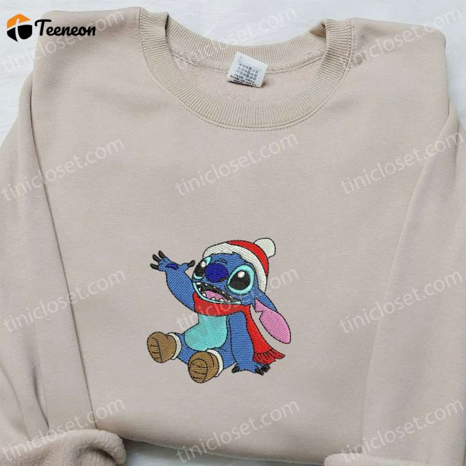 Stitch Xmas Embroidered Shirt &Amp;Amp; Disney Characters Hoodie: B Gift For Men Women Christmas Gifts For Family 1