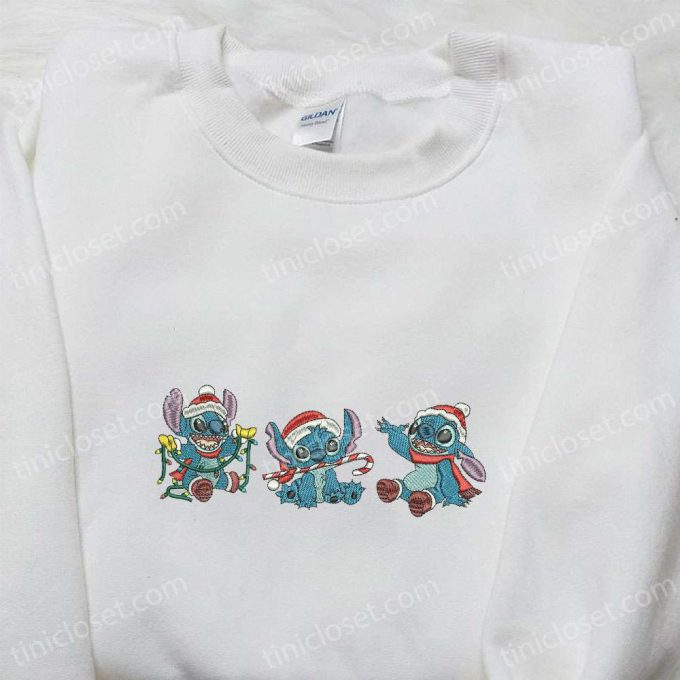 Stitch Christmas Embroidered Shirt Disney Characters Hoodie - F Gift For Men Women Xmas Apparel 2