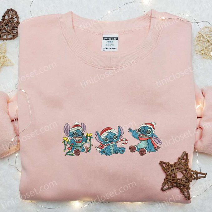 Stitch Christmas Embroidered Shirt Disney Characters Hoodie - F Gift For Men Women Xmas Apparel 3