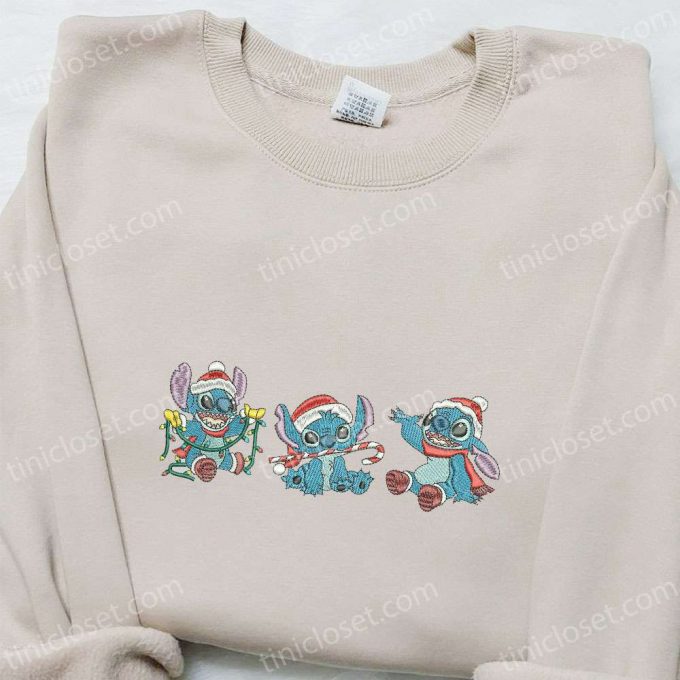 Stitch Christmas Embroidered Shirt Disney Characters Hoodie - F Gift For Men Women Xmas Apparel 5