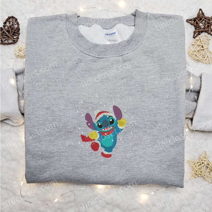 Stitch Xmas Winter Embroidered Shirt &Amp; Disney Characters Hoodie F Gift For Men Women Christmas Apparel 2