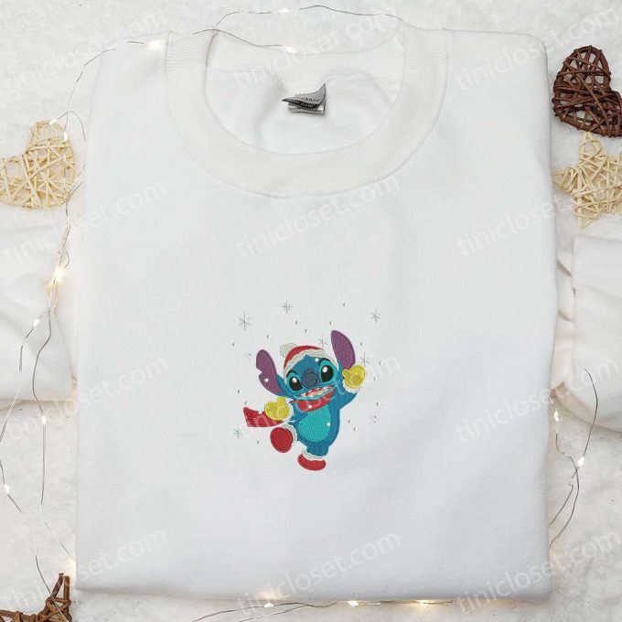 Stitch Xmas Winter Embroidered Shirt &Amp; Disney Characters Hoodie F Gift For Men Women Christmas Apparel 4