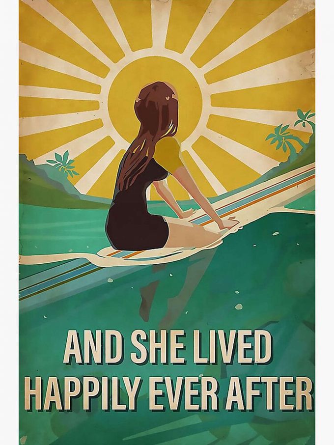 Surfing And She Lived Happily Ever After Premium Matte Vertical Poster For Home Decor Gift 2