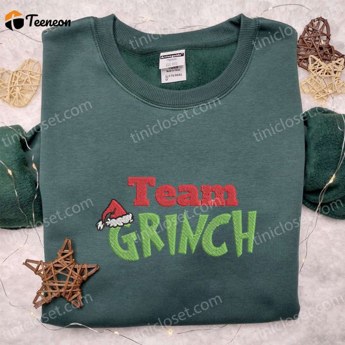 Get F Gift For Men Women With Team Grinch Christmas Hat Shirt &Amp;Amp; Embroidered Hoodie - Perfect Gifts For Family 1