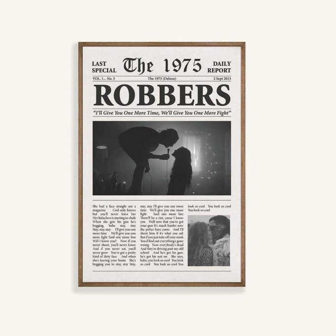 The 1975 Poster ,Robbers Lyric The 1975 Retro Newspaper Poster For Home Decor Gift Gifts For The 1975 Fans 2