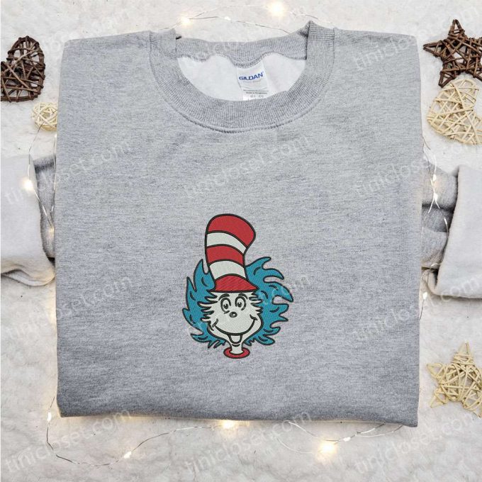 Dr Seuss Christmas Embroidered Shirt &Amp; Hoodie: The Cat In The Hat Cartoon - Perfect Family Gifts 2