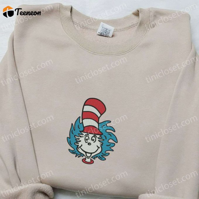 Dr Seuss Christmas Embroidered Shirt &Amp;Amp; Hoodie: The Cat In The Hat Cartoon - Perfect Family Gifts 1