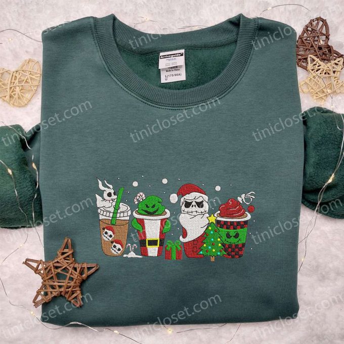 The Nightmare Before Christmas Coffee Latte Embroidered Shirt &Amp; Hoodie: Perfect Family Gifts 3