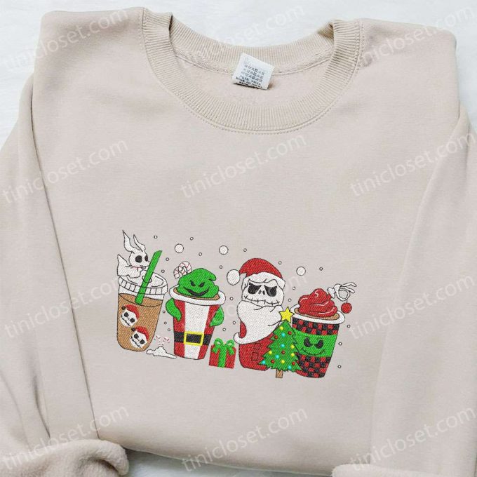 The Nightmare Before Christmas Coffee Latte Embroidered Shirt &Amp; Hoodie: Perfect Family Gifts 5