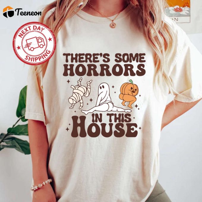 Spooky Season Halloween Shirt - Horrors In This House Funny Pumpkin Design Halloween Gifts 1