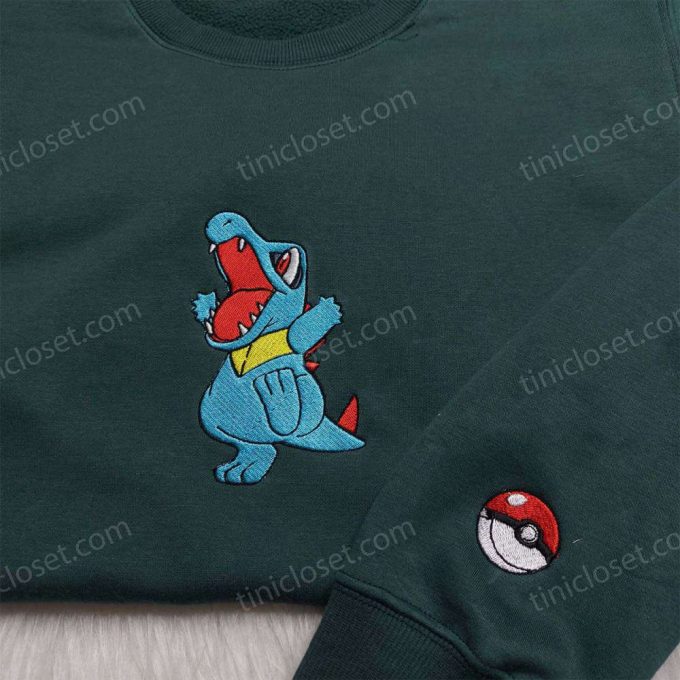 Totodile Pokemon Embroidered Shirt &Amp; Sweatshirt Anime Hoodies For Fans 2