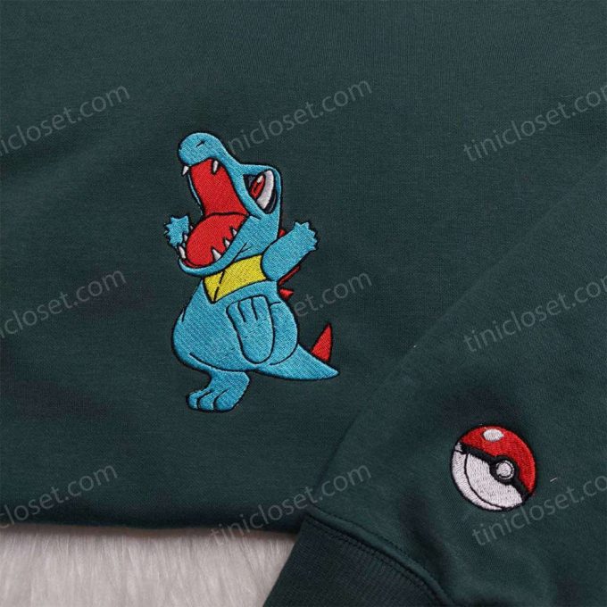 Totodile Pokemon Embroidered Shirt &Amp; Sweatshirt Anime Hoodies For Fans 4