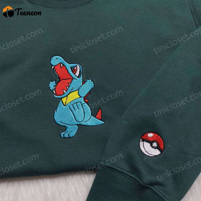 Totodile Pokemon Embroidered Shirt &Amp;Amp; Sweatshirt Anime Hoodies For Fans 1