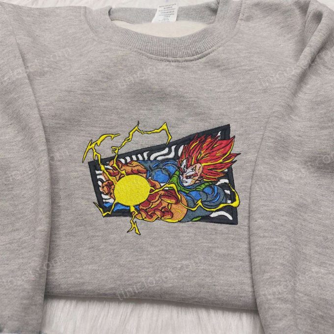 Super Saiyan Blue Vegeta Embroidered Shirt: Dragon Ball Anime Sweatshirt Anime Inspired Attire 2