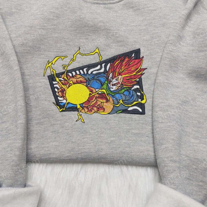 Super Saiyan Blue Vegeta Embroidered Shirt: Dragon Ball Anime Sweatshirt Anime Inspired Attire 3