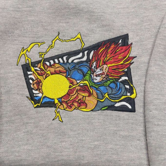 Super Saiyan Blue Vegeta Embroidered Shirt: Dragon Ball Anime Sweatshirt Anime Inspired Attire 4