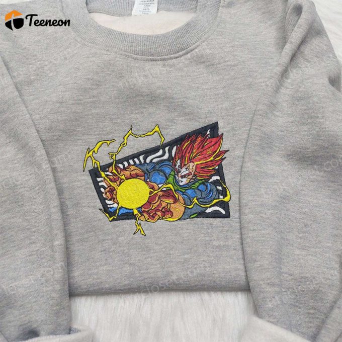 Super Saiyan Blue Vegeta Embroidered Shirt: Dragon Ball Anime Sweatshirt Anime Inspired Attire 1