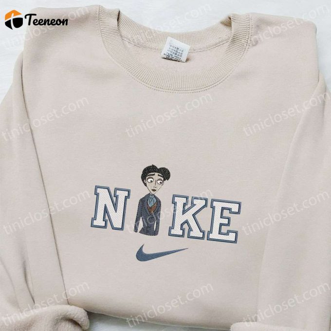 Stylish Victor X Nike Embroidered Shirt Corpse Bride Cartoon Hoodie &Amp;Amp; Nike Inspired Sweatshirt - Trendy Embroidered Apparels 1