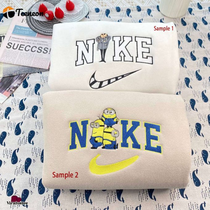 Vintage Minions &Amp;Amp; Gru Nike Sweatshirts With Embroidered Nike Logo: Perfect For Nike Embroidery Matching 1