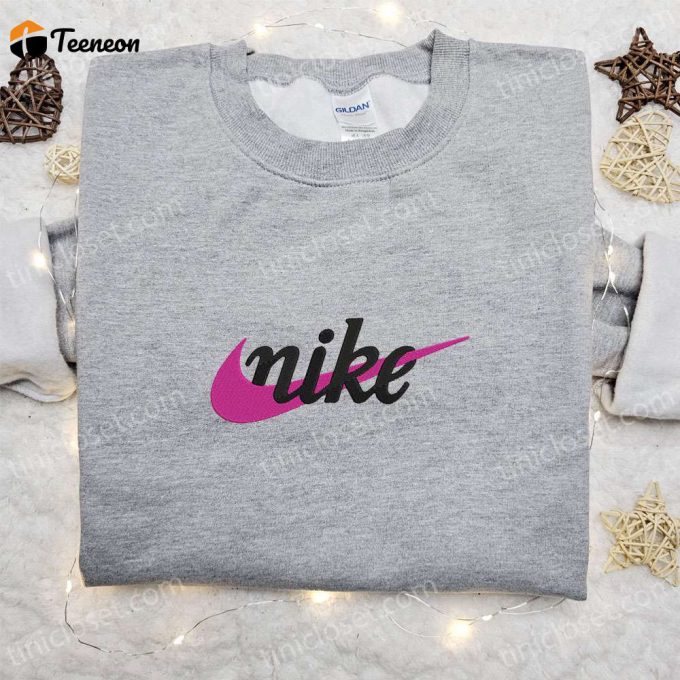 Vintage Swoosh X Nike Embroidered Sweatshirt: Nike Inspired Shirt Perfect Family Gift - B Gift For Men Women Gift Ideas! 1