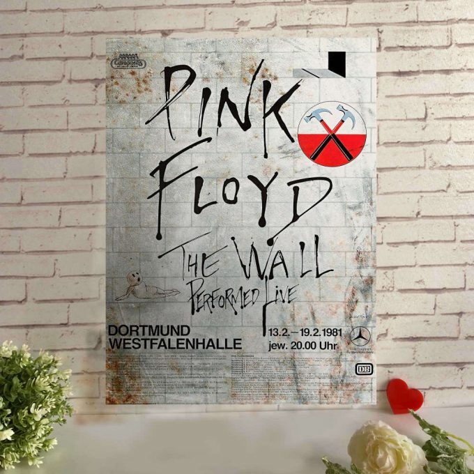 Vintage The Wall Original Vintage Tour Pink Floyd Poster For Home Decor Gift For Home Decor Gift For Dortmund Germany 1981 Metal Sign 8