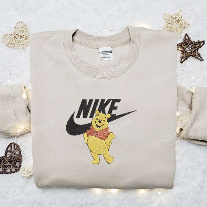 Winnie The Pooh X Nike Cartoon Embroidered Sweatshirt: Disney Characters Shirt For B Gift For Men Women Family Gift Ideas 3