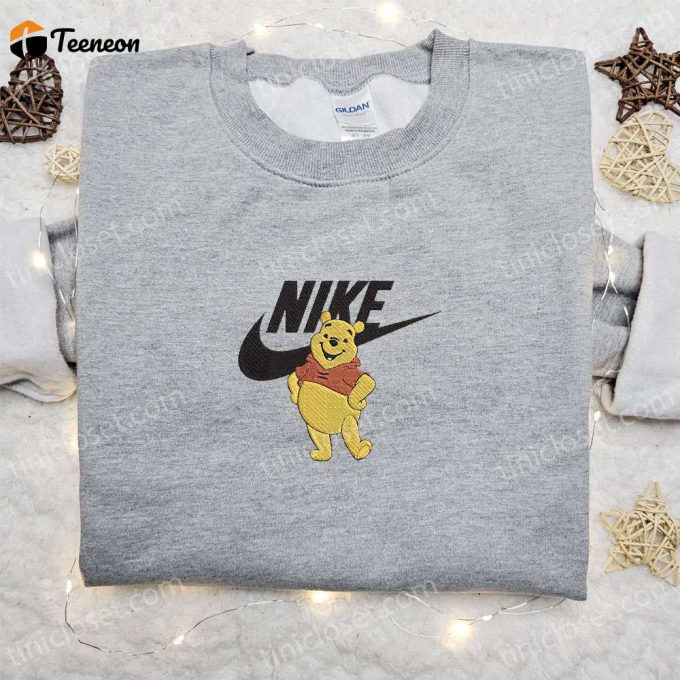 Winnie The Pooh X Nike Cartoon Embroidered Sweatshirt: Disney Characters Shirt For B Gift For Men Women Family Gift Ideas 1