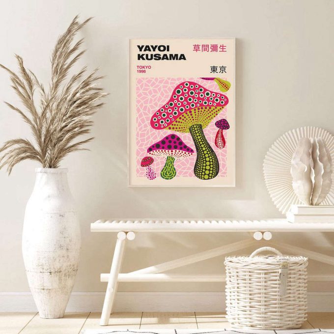 Yayoi Kusama Poster For Home Decor Gift, Mushroom Collection, Museum Exhibition Poster For Home Decor Gift, Yayoi Kusama Wall Art 2