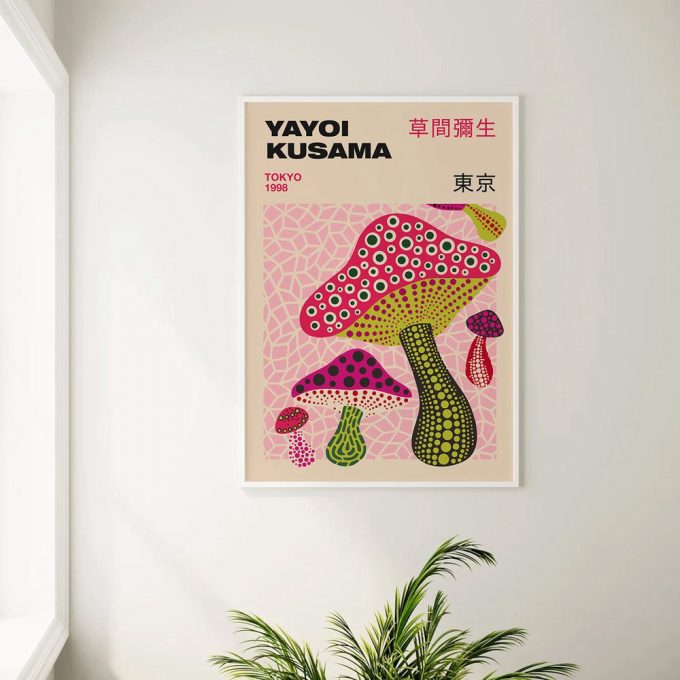 Yayoi Kusama Poster For Home Decor Gift, Mushroom Collection, Museum Exhibition Poster For Home Decor Gift, Yayoi Kusama Wall Art 3