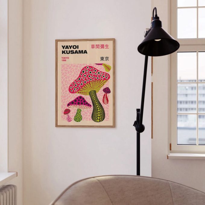 Yayoi Kusama Poster For Home Decor Gift, Mushroom Collection, Museum Exhibition Poster For Home Decor Gift, Yayoi Kusama Wall Art 4