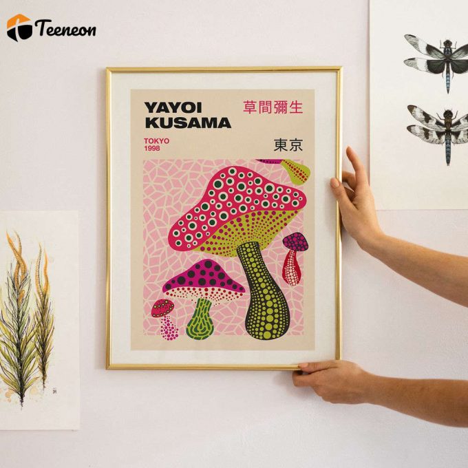 Yayoi Kusama Poster For Home Decor Gift, Mushroom Collection, Museum Exhibition Poster For Home Decor Gift, Yayoi Kusama Wall Art 1